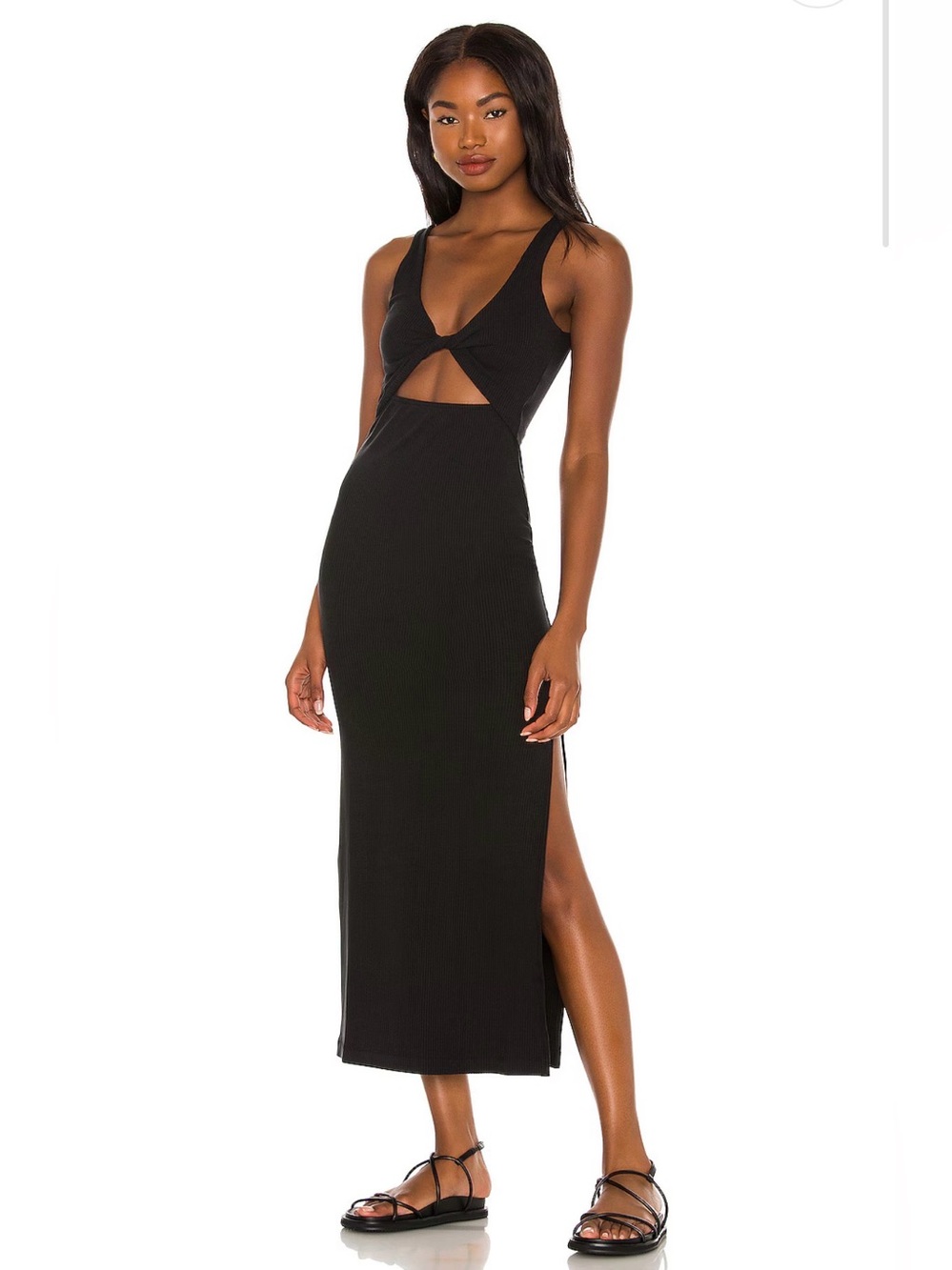 l*space Black Cutout Midi Dress with Side Slit